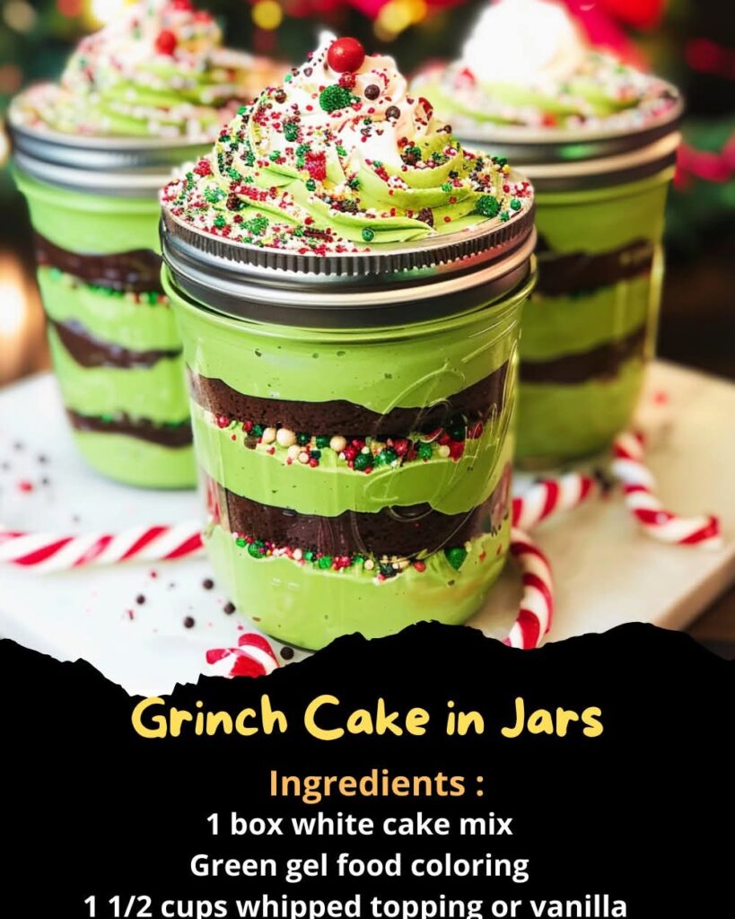 grinch cake in jars