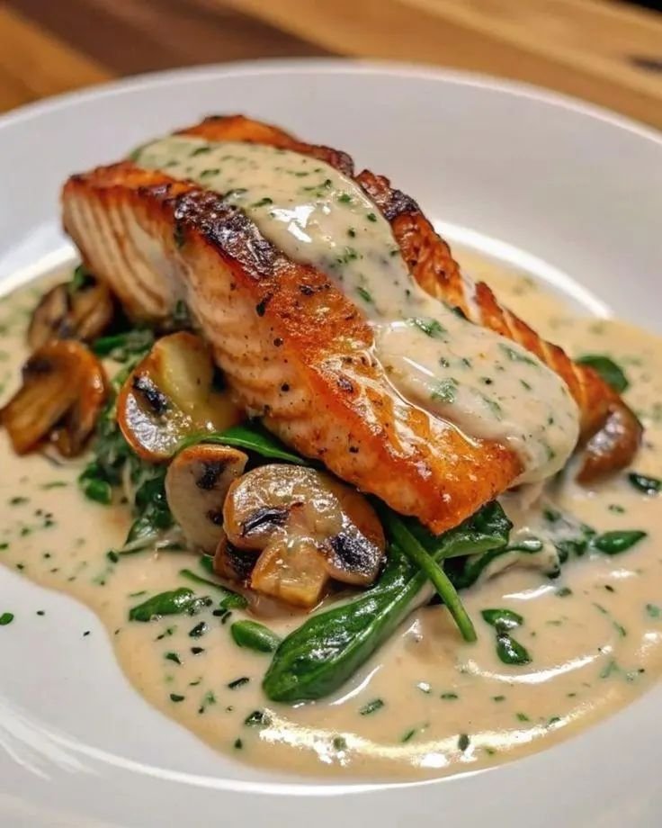 My-Favorite-Best-Recipe-Garlic-Butter-Salmon-Spinach-Mushrooms