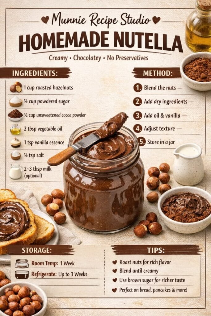 Homemade Nutella Recipe (Creamy, Chocolaty & No Preservatives)