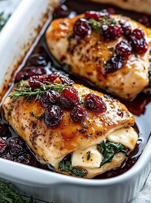 Brie Cranberry Chicken 11 Baked-Chicken-Stuffed-with-Spinach-Brie-Honey-Balsamic-Cranberries