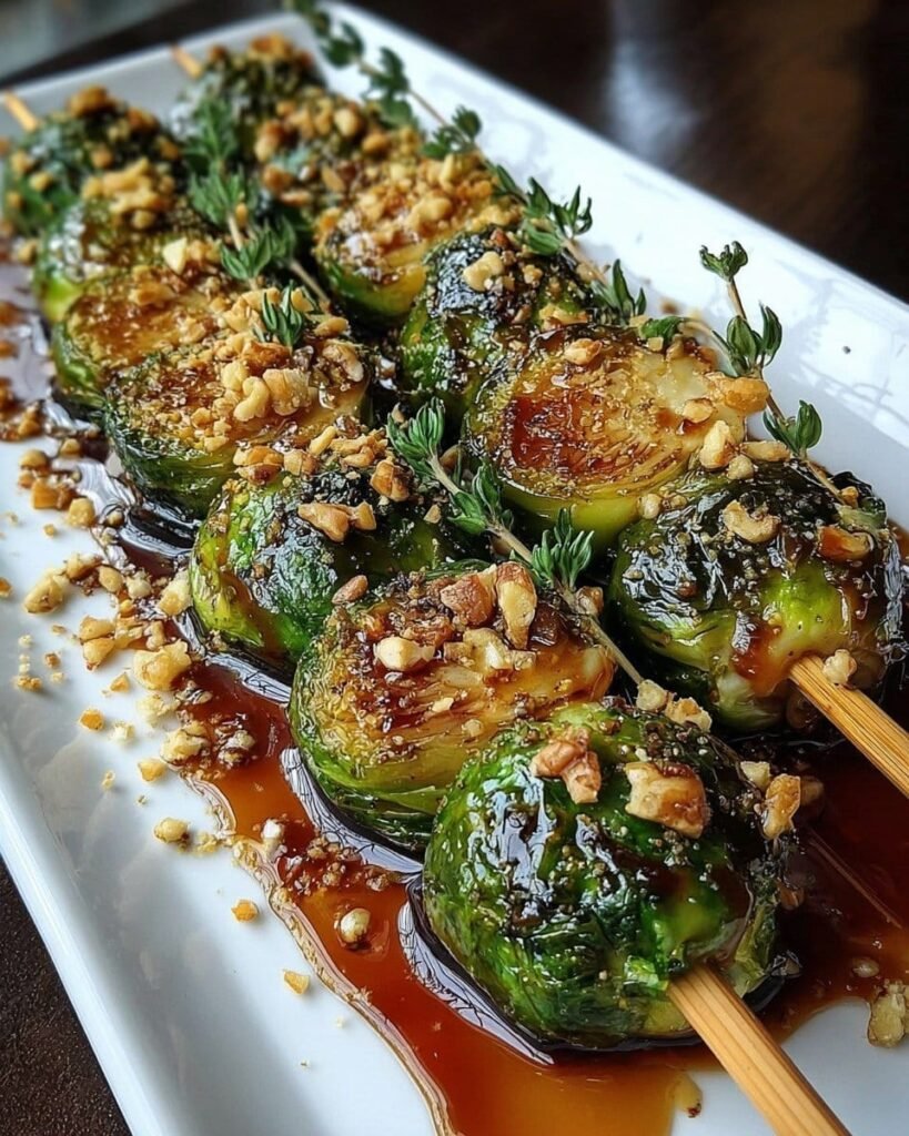 Glazed Brussels Skewers