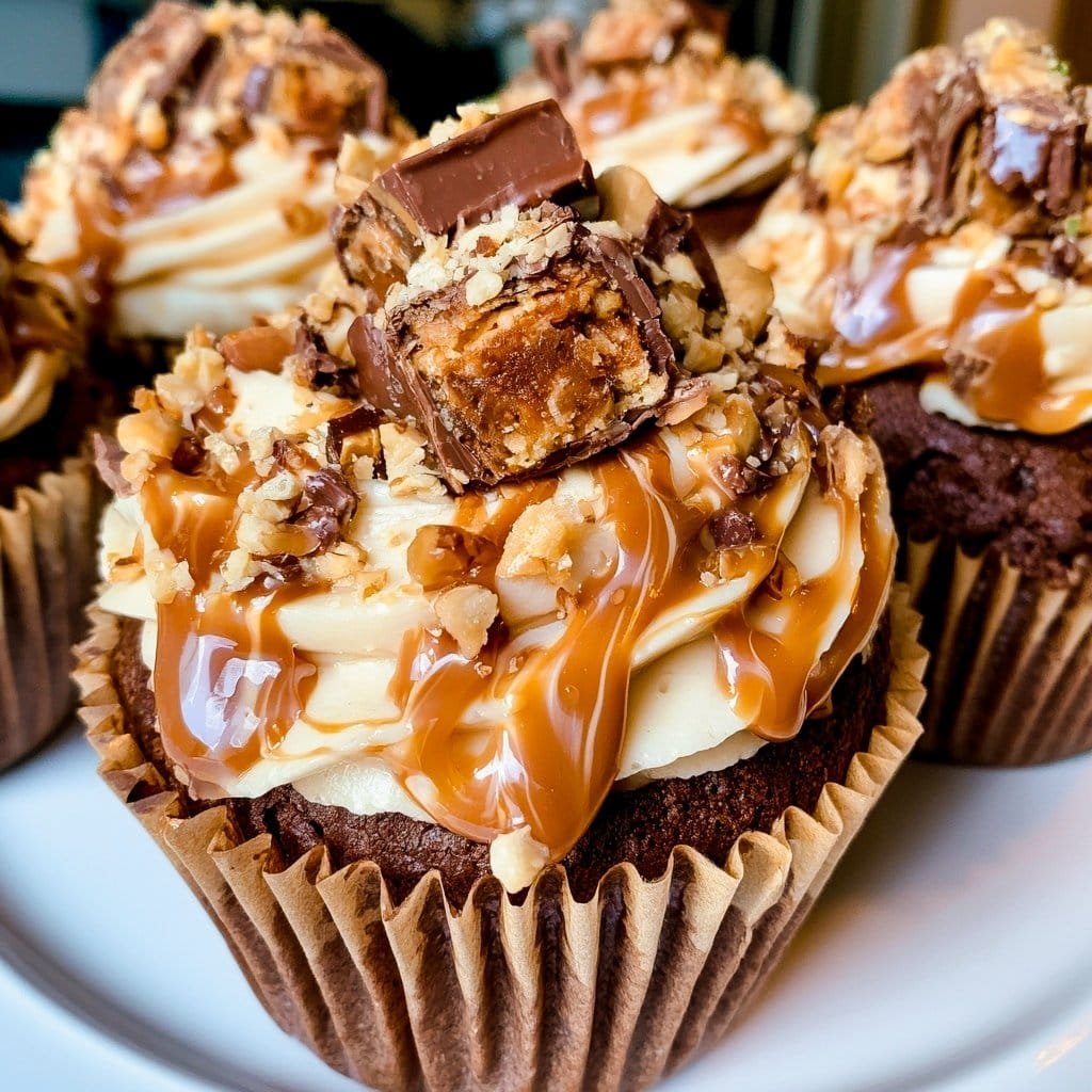 Salted Caramel Snickers Cupcakes