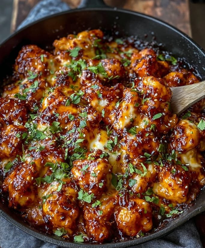 Spicy-Korean-Chicken-with-Cheesy-Topping